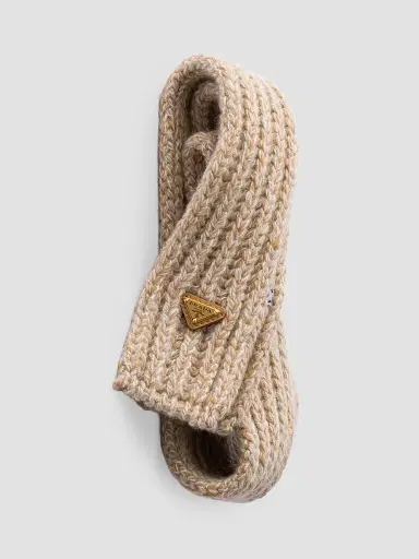 Prada Women's Wool and Mouline Cashmere Scarf - Beige | Thumbnail 5