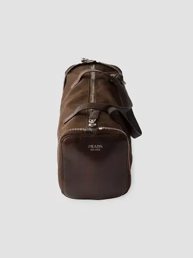 Prada Women's Nylon and Leather Foldable Mini Duffel Bag - Brown | Thumbnail 2 Prada Women's Nylon and Leather Foldable Mini Duffel Bag - Brown | Thumbnail 2