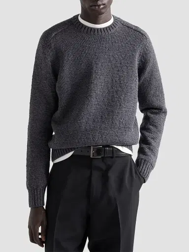 Prada Men's Wool Crewneck Sweater - Grey | Thumbnail 3