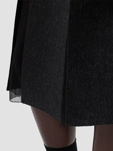 Prada Women's Double Wool Midi-Skirt - Dark Grey | Thumbnail 6