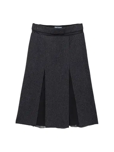 Prada Women's Double Wool Midi-Skirt - Dark Grey | Thumbnail 1