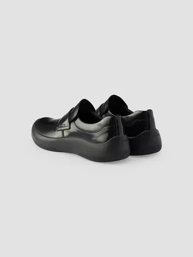 Prada Men's Brushed Leather Loafers - Black | Thumbnail 3