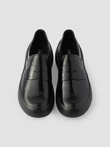 Prada Men's Brushed Leather Loafers - Black | Thumbnail 4