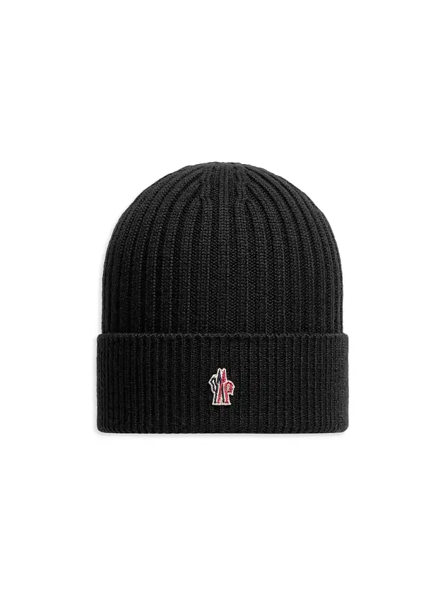 Moncler Grenoble Men's Beanie Hat in Wool - Black