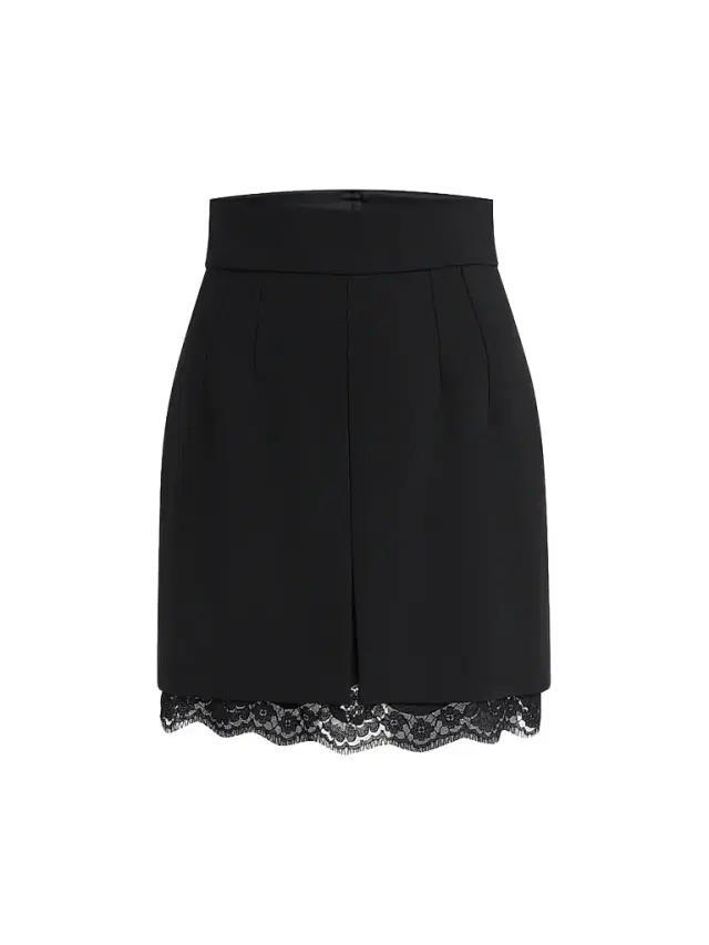 Dolce & Gabbana Women's Lace-Hemmed Wool Mini Skirt - Black