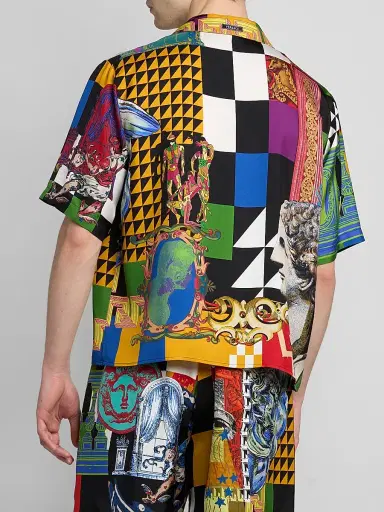 Versace Men's Medusa Collage Silk Twill Camp Shirt | Thumbnail 3