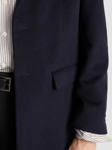 Prada Men's Single-Breasted Wool and Cashmere Coat - Blue | Thumbnail 6