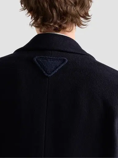 Prada Men's Single-Breasted Wool and Cashmere Coat - Blue | Thumbnail 7