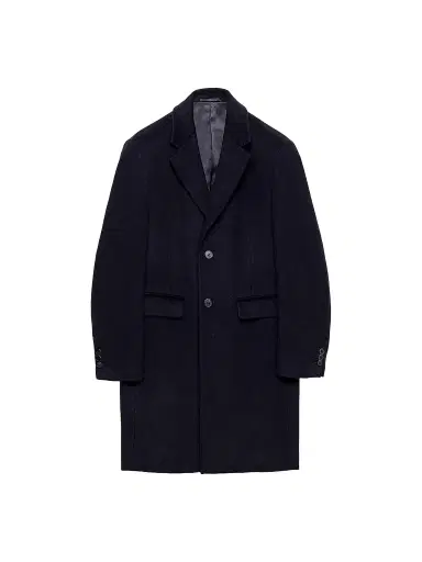 Prada Men's Single-Breasted Wool and Cashmere Coat - Blue | Thumbnail 1