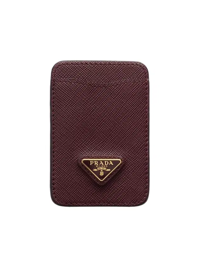 Prada Women's Saffiano Leather Card Holder - Dark Red
