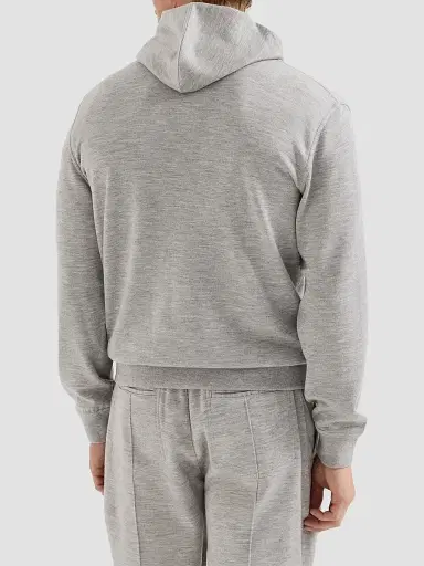 Brunello Cucinelli Men's Cashmere and Silk French Terry Hooded Sweatshirt | Thumbnail 4 Brunello Cucinelli Men's Cashmere and Silk French Terry Hooded Sweatshirt | Thumbnail 4