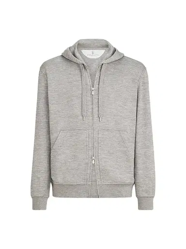 Brunello Cucinelli Men's Cashmere and Silk French Terry Hooded Sweatshirt | Thumbnail 1 Brunello Cucinelli Men's Cashmere and Silk French Terry Hooded Sweatshirt | Thumbnail 1