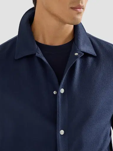 Brunello Cucinelli Men's Lightweight Cashmere Flannel Outerwear Jacket - Royale Blue | Thumbnail 6