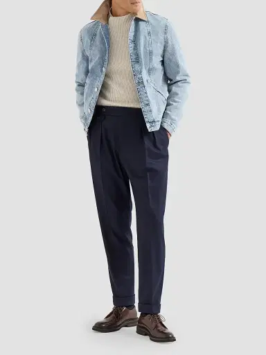 Brunello Cucinelli Men's Denim Outerwear Jacket with Suede Collar - Light Denim - Size 40 | Thumbnail 2 Brunello Cucinelli Men's Denim Outerwear Jacket with Suede Collar - Light Denim - Size 40 | Thumbnail 2