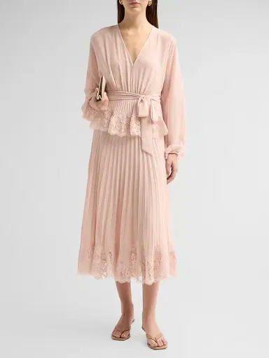 Zimmermann Women's Pleated Lace Midi Dress | Thumbnail 2