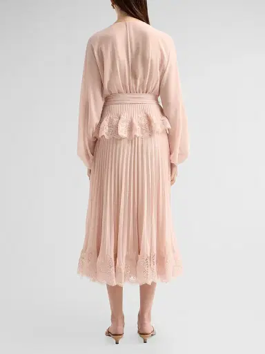 Zimmermann Women's Pleated Lace Midi Dress | Thumbnail 3