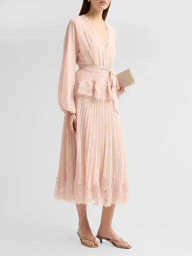 Zimmermann Women's Pleated Lace Midi Dress | Thumbnail 4