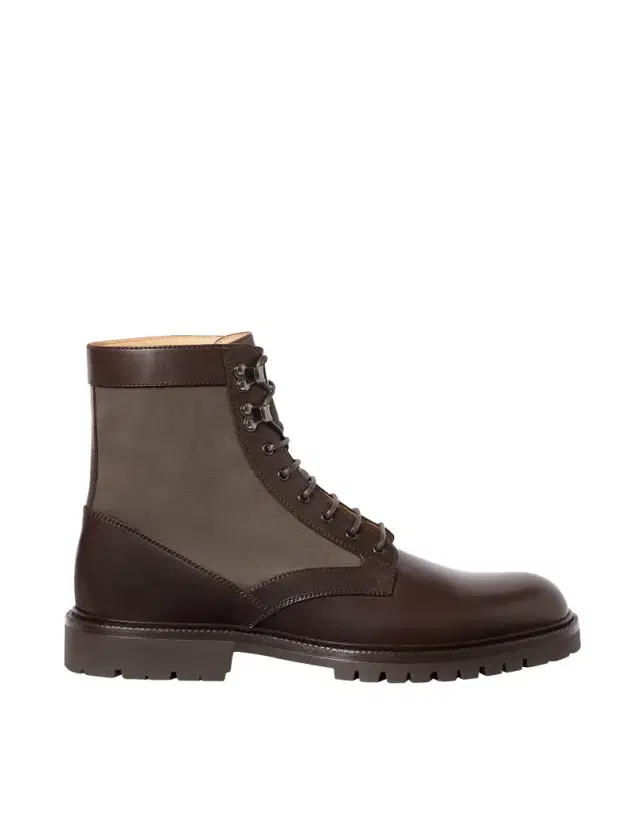 Brunello Cucinelli Calfskin and techno fabric boots