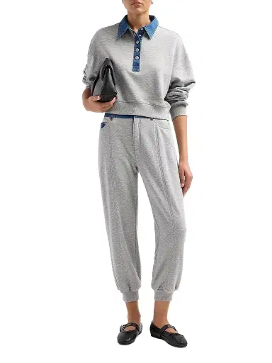 Cinq à Sept Women's Corenna Mixed-Media Pants - Heather Grey | Thumbnail 2