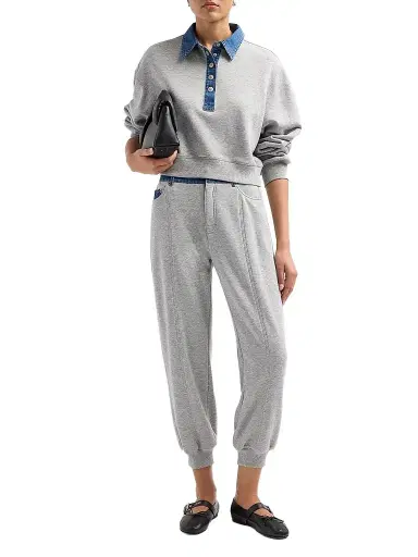 Cinq à Sept Women's Corenna Mixed-Media Sweater - Heather Grey | Thumbnail 2