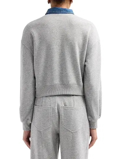 Cinq à Sept Women's Corenna Mixed-Media Sweater - Heather Grey | Thumbnail 3