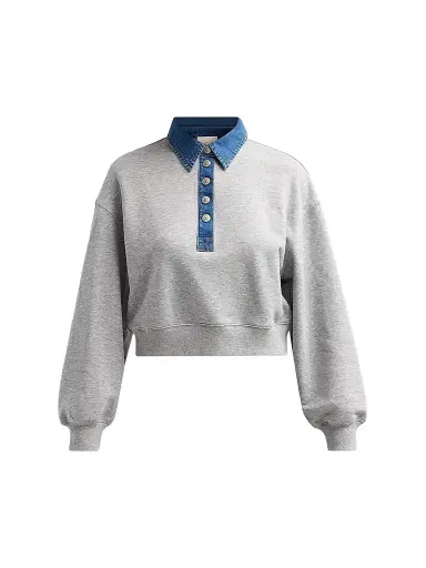 Cinq à Sept Women's Corenna Mixed-Media Sweater - Heather Grey | Thumbnail 1