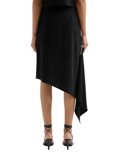 Cinq à Sept Women's Alethia Crystal Cascade Asymmetric Knee-Length Skirt - Black | Thumbnail 3