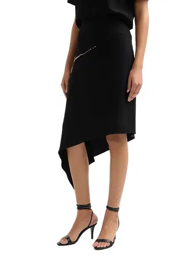 Cinq à Sept Women's Alethia Crystal Cascade Asymmetric Knee-Length Skirt - Black | Thumbnail 4