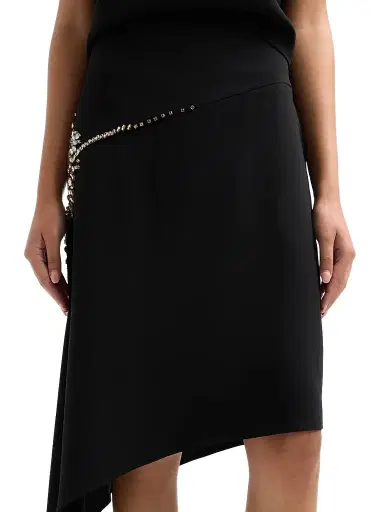 Cinq à Sept Women's Alethia Crystal Cascade Asymmetric Knee-Length Skirt - Black | Thumbnail 5