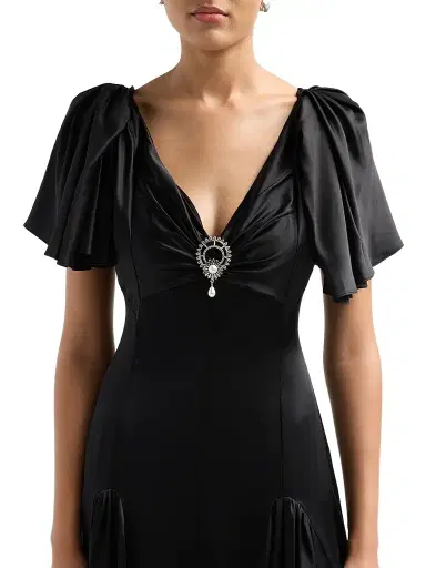 Cinq à Sept Women's Ambriella Silk Maxi Dress - Black | Thumbnail 5