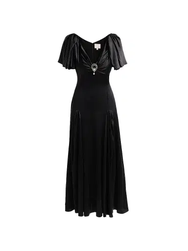 Cinq à Sept Women's Ambriella Silk Maxi Dress - Black | Thumbnail 1