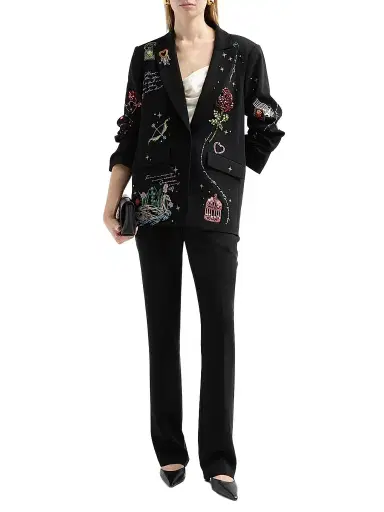 Cinq à Sept Women's Kelsa Starry Scribbles Blazer - Black Multi | Thumbnail 2