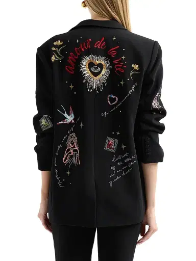 Cinq à Sept Women's Kelsa Starry Scribbles Blazer - Black Multi | Thumbnail 3