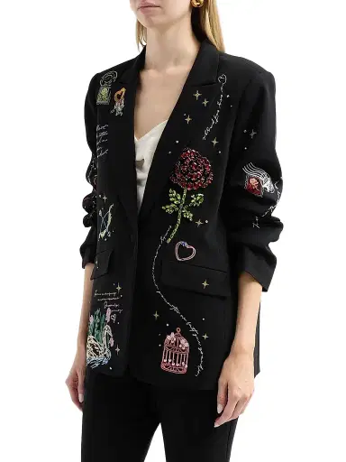 Cinq à Sept Women's Kelsa Starry Scribbles Blazer - Black Multi | Thumbnail 4