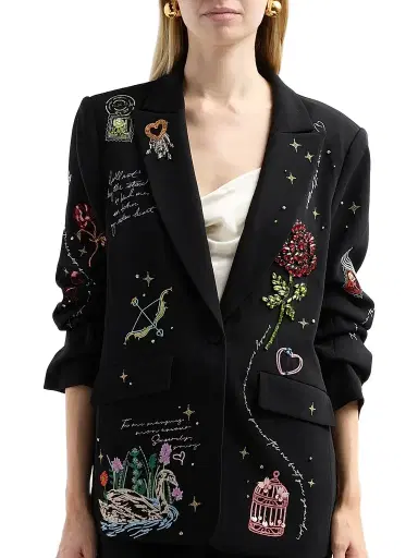 Cinq à Sept Women's Kelsa Starry Scribbles Blazer - Black Multi | Thumbnail 5