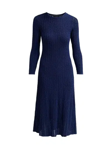 Elie Tahari Women's Julietta Pointelle-Knit A-Line Midi Dress - Twilight Sky | Thumbnail 1
