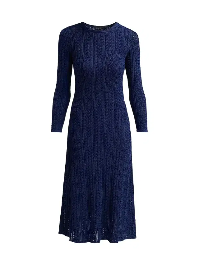 Elie Tahari Women's Julietta Pointelle-Knit A-Line Midi Dress - Twilight Sky
