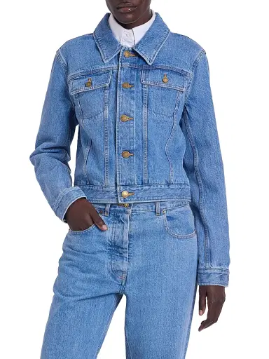 Thom Browne Women's Shrunken-Fit Denim Jacket - Lightblue - Size 8 | Thumbnail 3