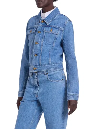 Thom Browne Women's Shrunken-Fit Denim Jacket - Lightblue - Size 8 | Thumbnail 4