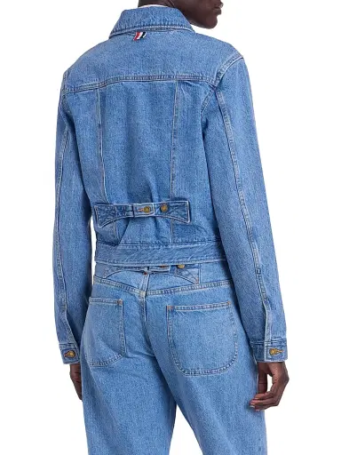 Thom Browne Women's Shrunken-Fit Denim Jacket - Lightblue - Size 8 | Thumbnail 5