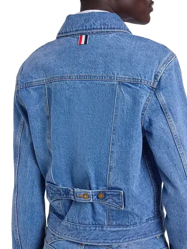 Thom Browne Women's Shrunken-Fit Denim Jacket - Lightblue - Size 8 | Thumbnail 6