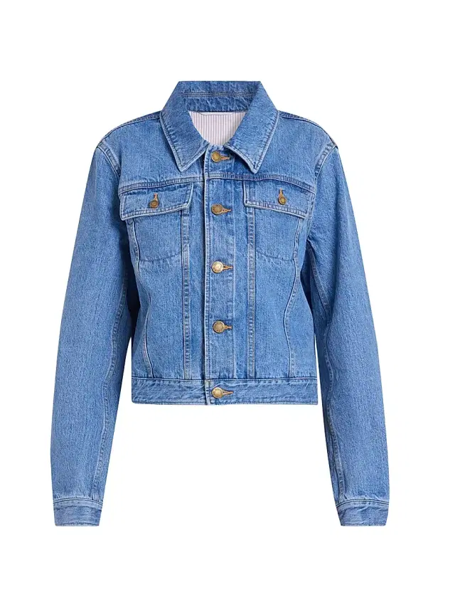 Thom Browne Women's Shrunken-Fit Denim Jacket - Lightblue
