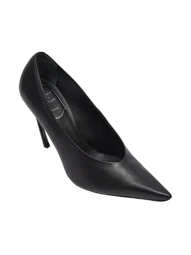 Roger Vivier Women's Choc Decollette 100MM Leather Curved-Heel Pumps - Nero | Thumbnail 5 Roger Vivier Women's Choc Decollette 100MM Leather Curved-Heel Pumps - Nero | Thumbnail 5