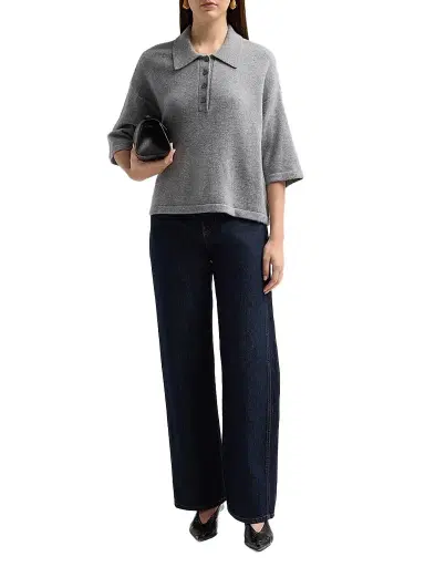 Frame Women's The Academy Cashmere Polo Shirt - Graphite Grey | Thumbnail 2