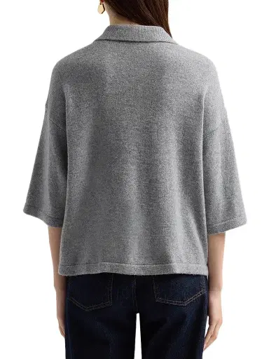 Frame Women's The Academy Cashmere Polo Shirt - Graphite Grey | Thumbnail 3