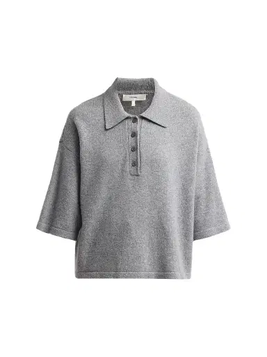 Frame Women's The Academy Cashmere Polo Shirt - Graphite Grey | Thumbnail 1