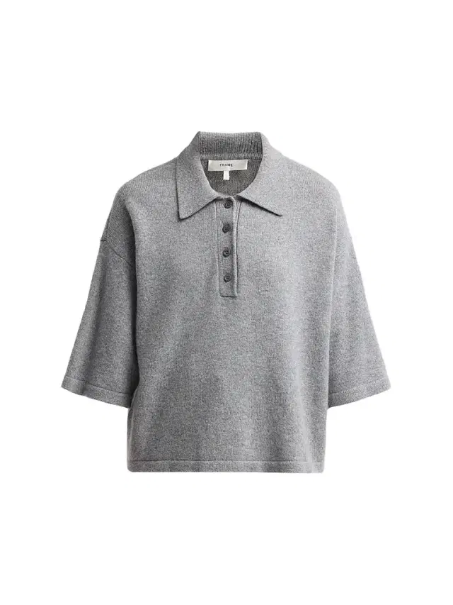 Frame Women's The Academy Cashmere Polo Shirt - Graphite Grey