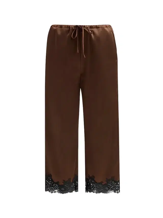 Design History Women's Magdalena Lace-Trim Satin Pants - Espresso