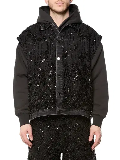 Purple Brand Men's Embellished Mesh Cotton Vest - Black - Size XXL | Thumbnail 3 Purple Brand Men's Embellished Mesh Cotton Vest - Black - Size XXL | Thumbnail 3