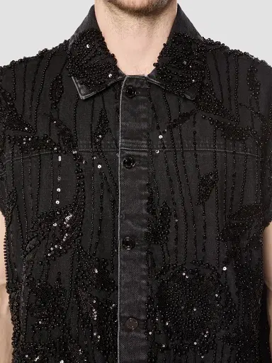 Purple Brand Men's Embellished Mesh Cotton Vest - Black - Size XXL | Thumbnail 6 Purple Brand Men's Embellished Mesh Cotton Vest - Black - Size XXL | Thumbnail 6